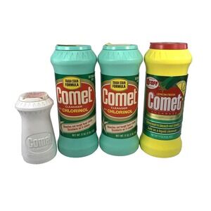 Vintage Comet Powder Cleanser Bundle of 4 Chlorinol + Lemon Fresh + Shaker NOS